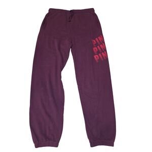 Pink Victorias Secret campus maroon logo jogger sweatpants, fleece lined sz Sm